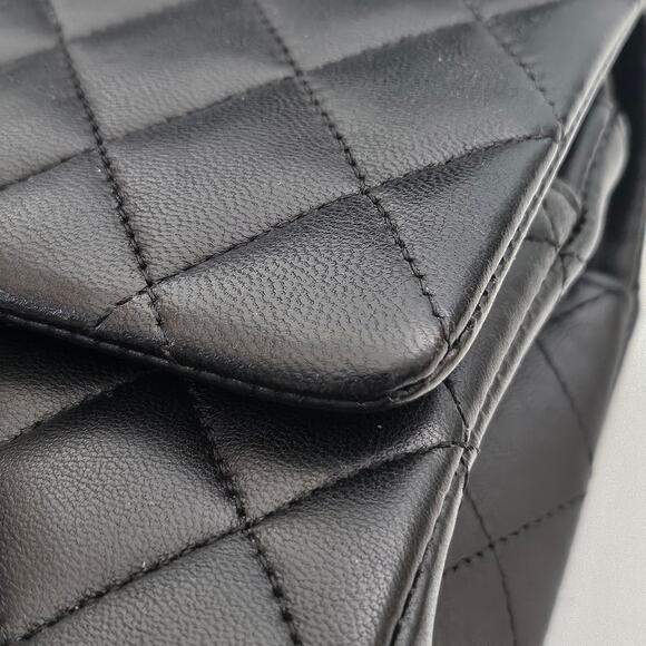 Chanel Lambskin Quilted Medium Double Flap So Black - Picture 15 of 16